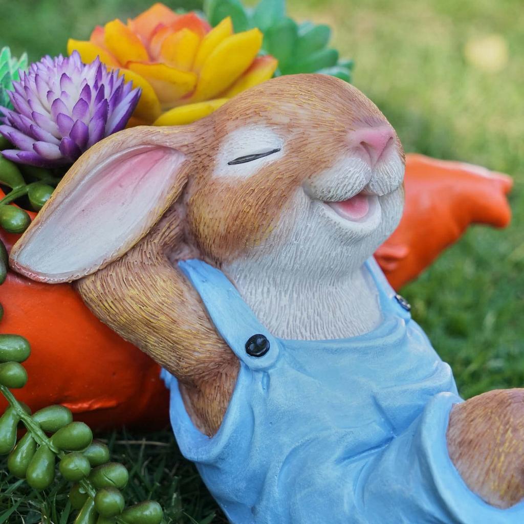 Succulent Pot Planter Succulent Pot Rabbit and Carrot Cactus Succulent Rabbit Succulent Home Office Desk Gift Plant Drainage Indoor-Outdoor - Pot,