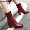 Fashion 2025New Women Ankle Boots Female Zip Autumn Winter PU Leather Square Toe Ladies Chelsea Boats High Heels Booties White Red Black