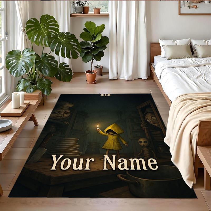 Crystal Velvet Rug Custom Name Text, Soft Non Slip Floor Mat Home DecorFran Bow