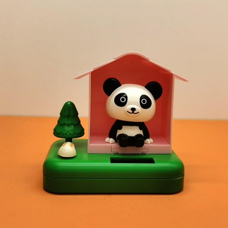 Car Ornaments For Dashboard Bobblehead Panda In Tree House Dashboard Decorations Solar Powered Car Ornaments Decorative Reusable