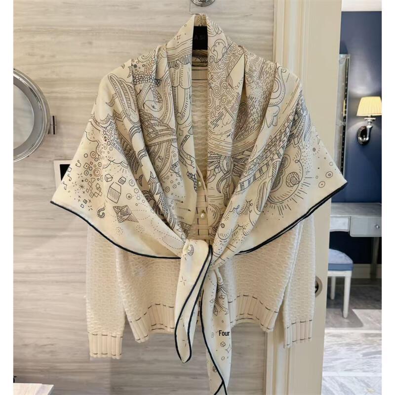 NINA SOLOR Silk Wool Large Square Scarf & Shawl