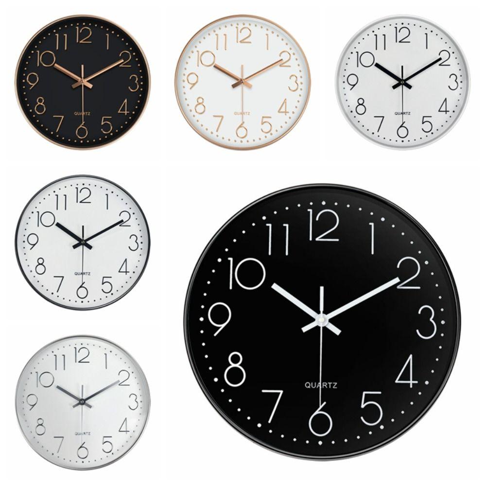 Multi-color Nordic Wall Clock Non-Ticking Wall Electronic Time Fashion Round Hanging Clock  Home