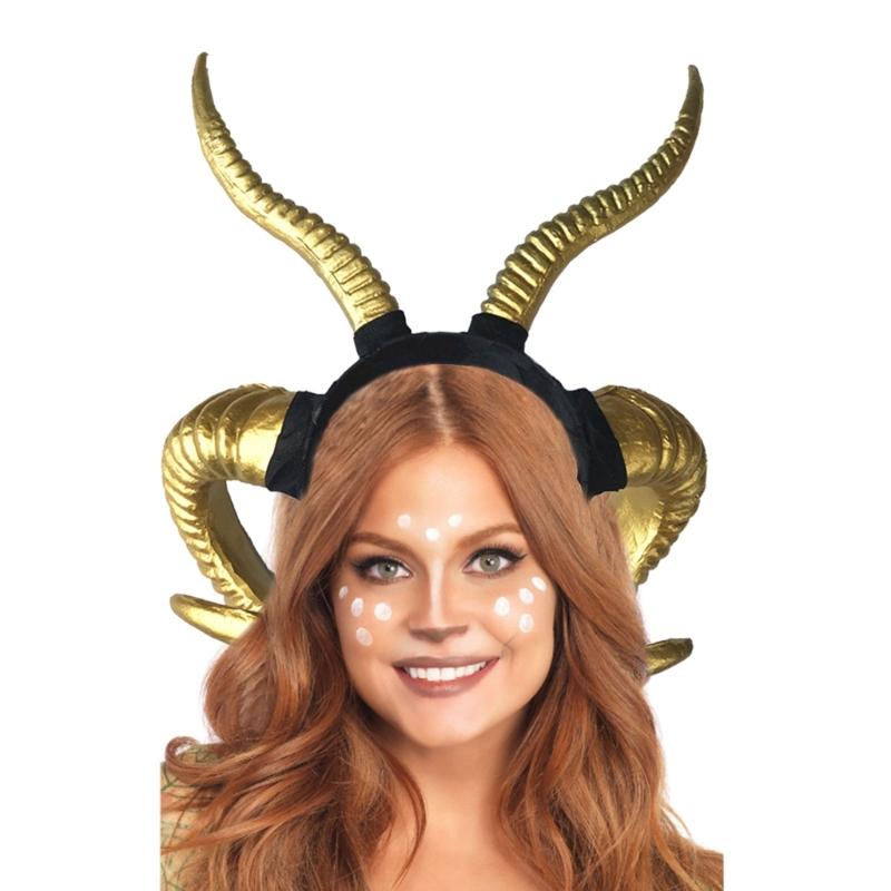 Langes Schafshorn-Stirnband für Halloween-Kostüm Haarreif Party-Requisiten Kopfschmuck Bühnen-Kopfschmuck Anime Verkleidungs-Accessoires