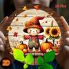 HD Tin Sign Fall Scarecrow Pumpkin Sunflower Round Vintage Metal Wall Art Retro Autumn Decor