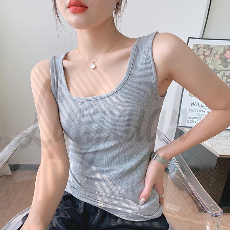 Women s White Slim Racerback Tank Top – French Style Sleeveless Summer Vest Small серый