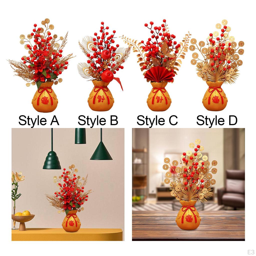 Artificial Flowers Potted Flower Ornaments Decorative Table Centerpieces Year