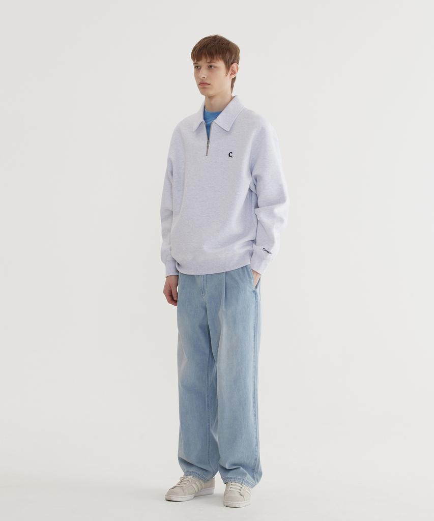 COVERNAT Semi-Wide Lightweight Denim Easy Pants Light Blue