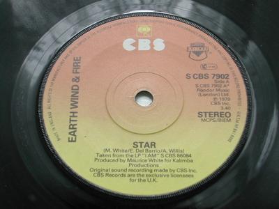 7inch Record EARTH, WIND & FIRE - Star SCBS7902 CBS 1979 UK Rock Used