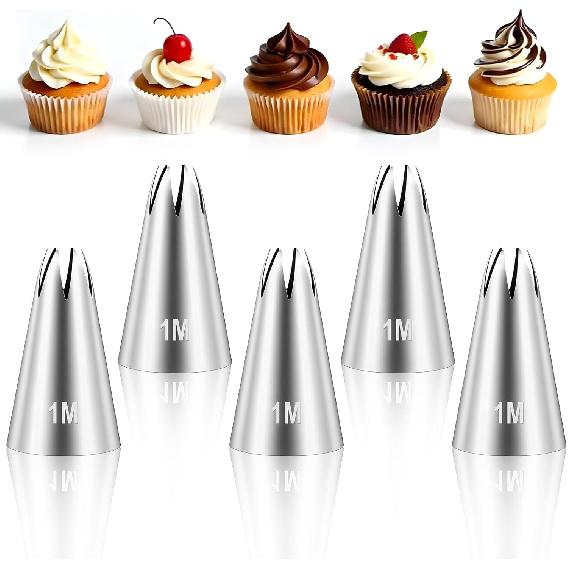 5Pcs 1M Cake Piping Tips, Cake Decorating Tips Seamless Icing Tipss Cupcake Piping Tipss Baking Tools for DIY Art
