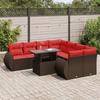 VidaXL Garden Lounge Set with Cushions 9pcs Brown Wicker Acacia, Outdoor Sofa Set, Garden Furniture 3326615