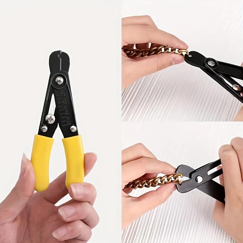Jewelry Chain Clamp Pliers - Riveting Tool, DIY Chain Cutter & Opener, Adjustable Toothless Pliers for Jewelry Making