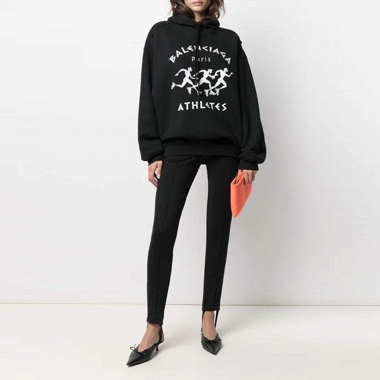 Balenciaga Athletes Logo Hoodie 'Black/White' 641529TJVI71070