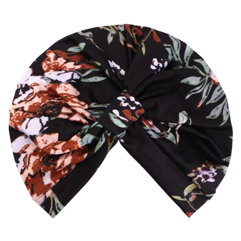 New Bohemia Floral Print Turban Pre Tied Knot Chemo Caps Head Wrap Beanie Hat Pleated Stretchy Muslim Hijab