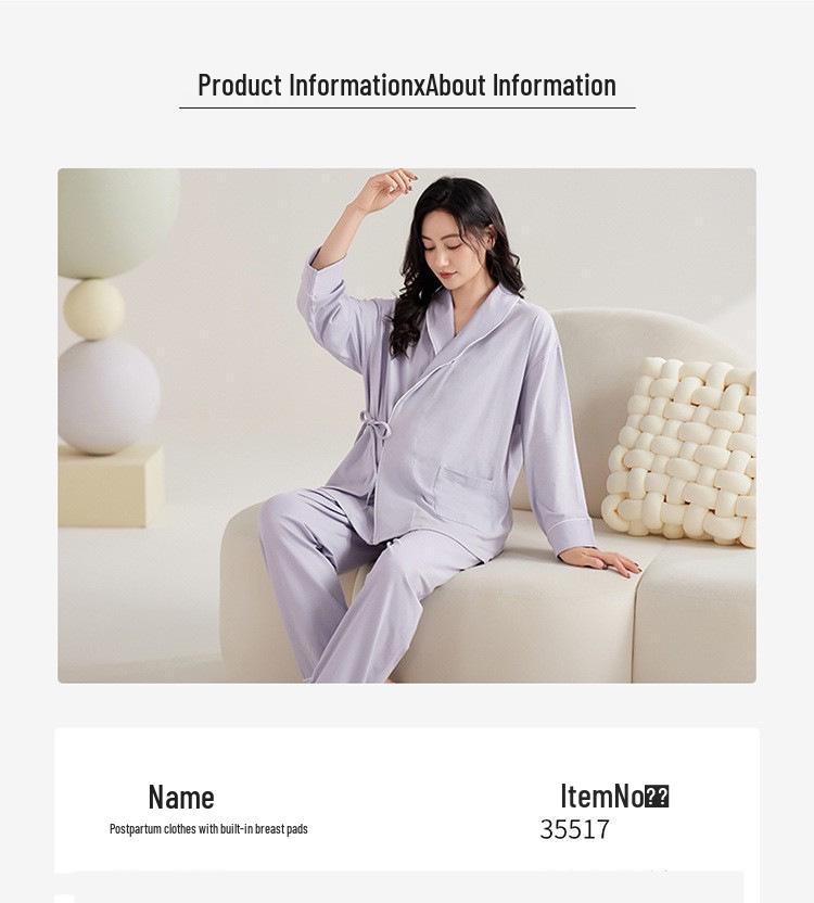 Spring & Autumn Nursing Pajamas for Postpartum Women with Breast Pads