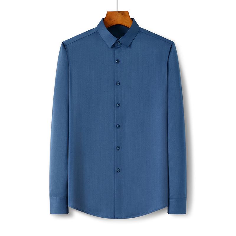 Men's Long-Sleeve Business Shirt: Solid Color, Mulberry Silk, Turn-Down Collar, 2025 Autumn Collection