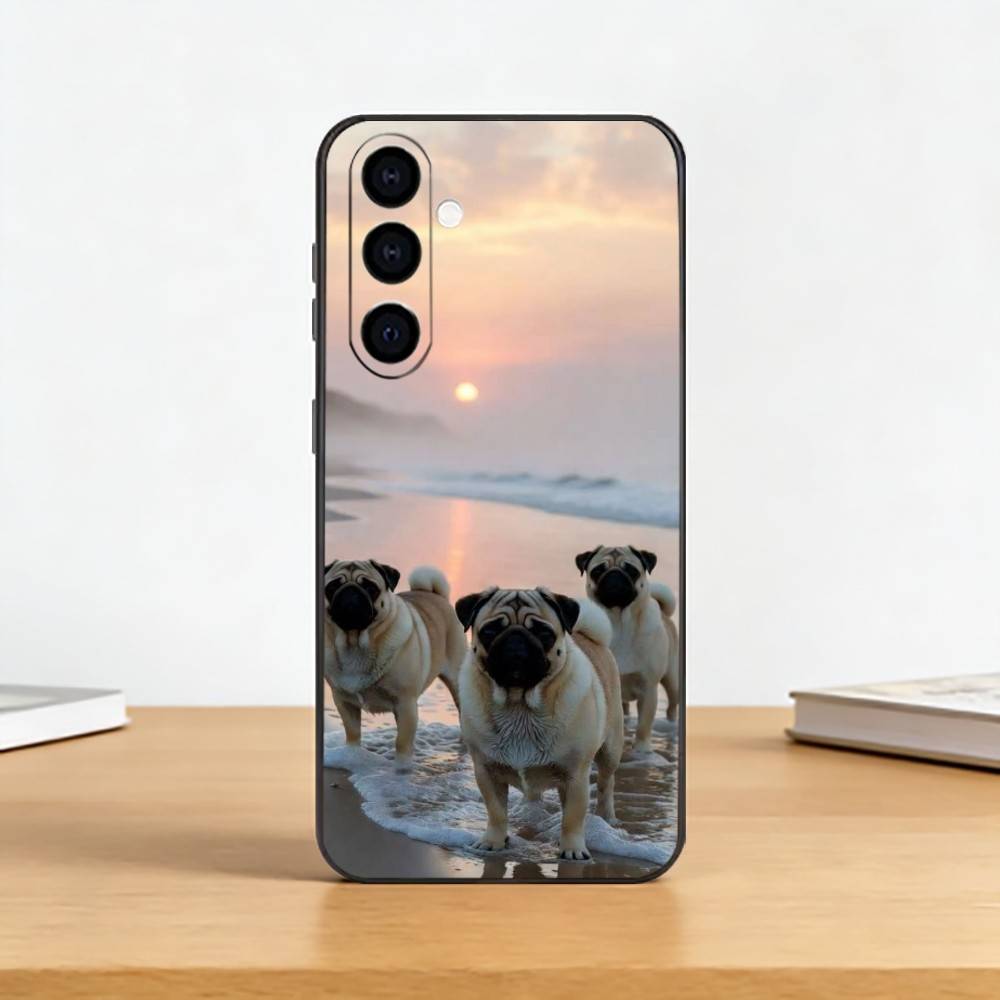 

C-Cute Pug Dog Phone Case For Samsung Galaxy A73,A72,A71,A70,A53,A52,A51,Others Soft Black Cover Samsung a21s