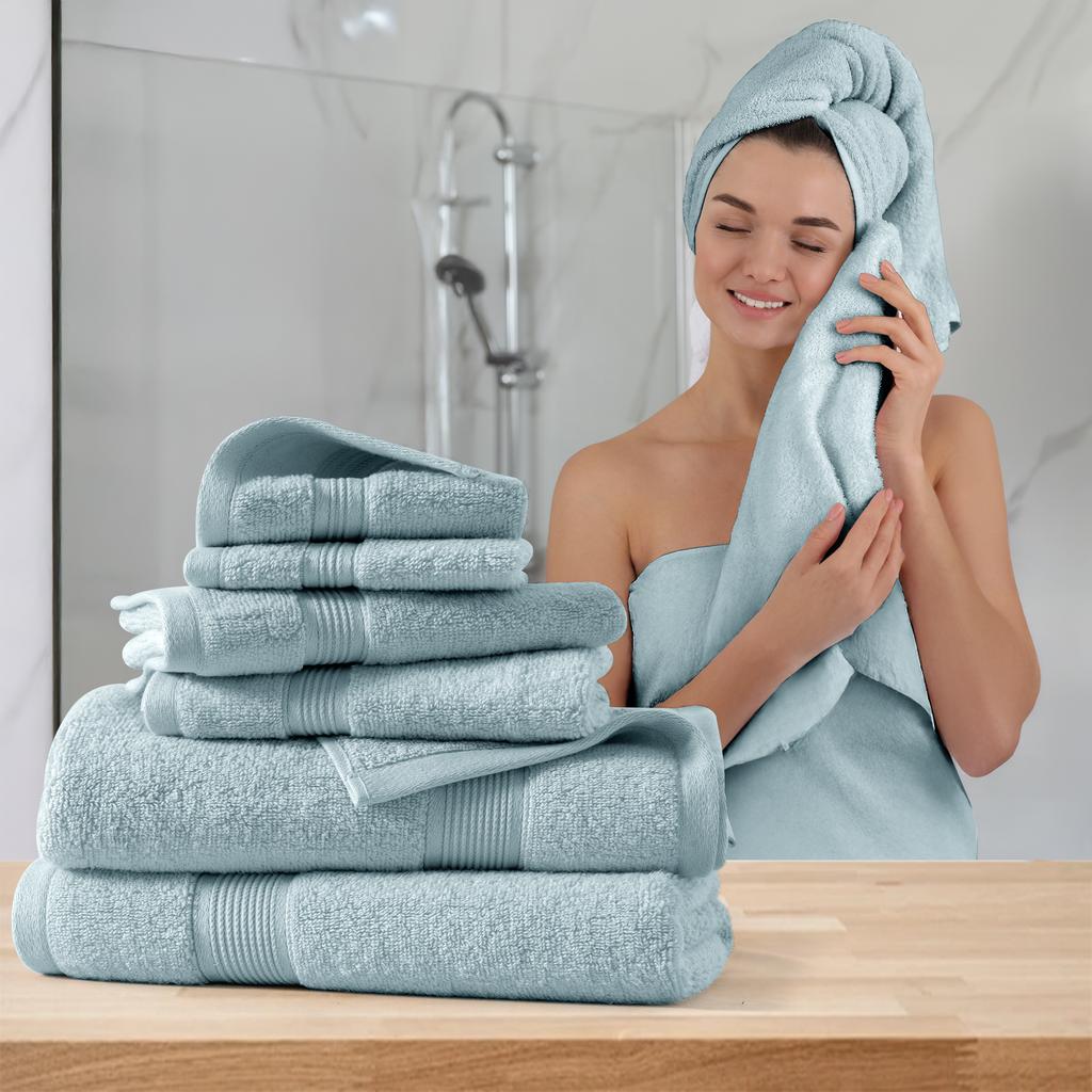 Lux Decor 6-Piece Bath Towel Set – 100% Cotton, 525 GSM, Ultra-Soft & Absorbent