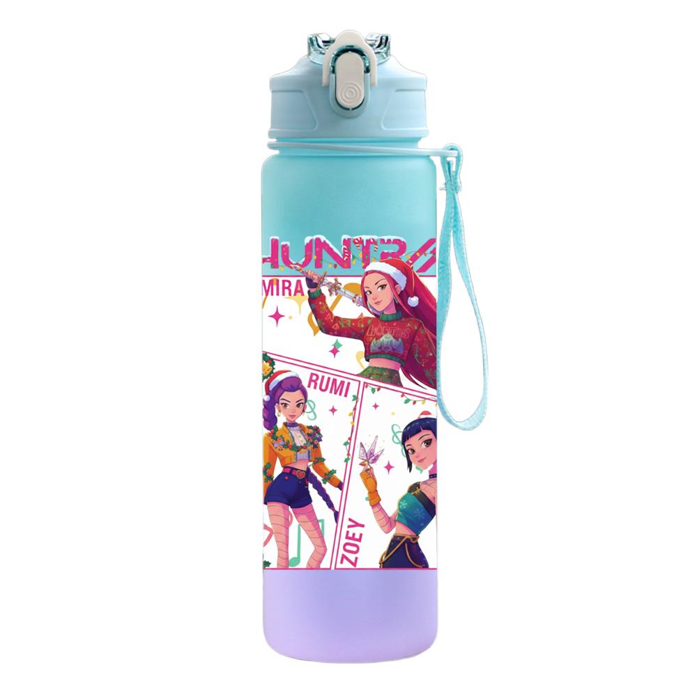 750Ml Water Bottle Cartoon Christmas K-Pop Demon Hunters Printed Large Capacity Drinking Cup Portable Outdoor Sports Water Cup Children Kid Gift