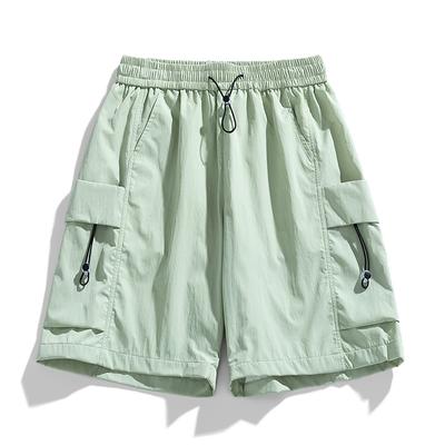 Workwear Cropped Shorts Men's Icy Beach Pants Trendy Brand Versatile Fashionable Elastic Thin Multi Pocket Pants