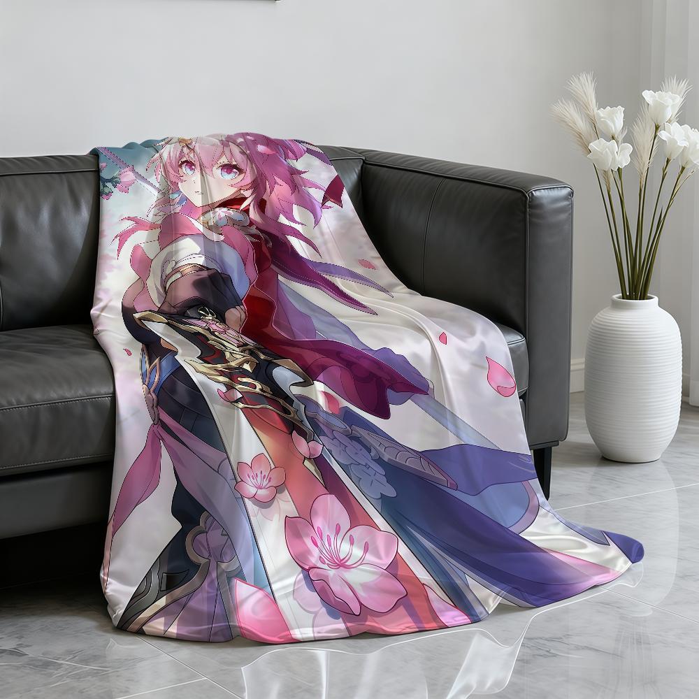 Hot Game Honkai Star March 7th Blanket Soft Throw Blanket for Home Bedroom Bed Sofa Picnic Travel Office Rest Cover Blanket Gift
