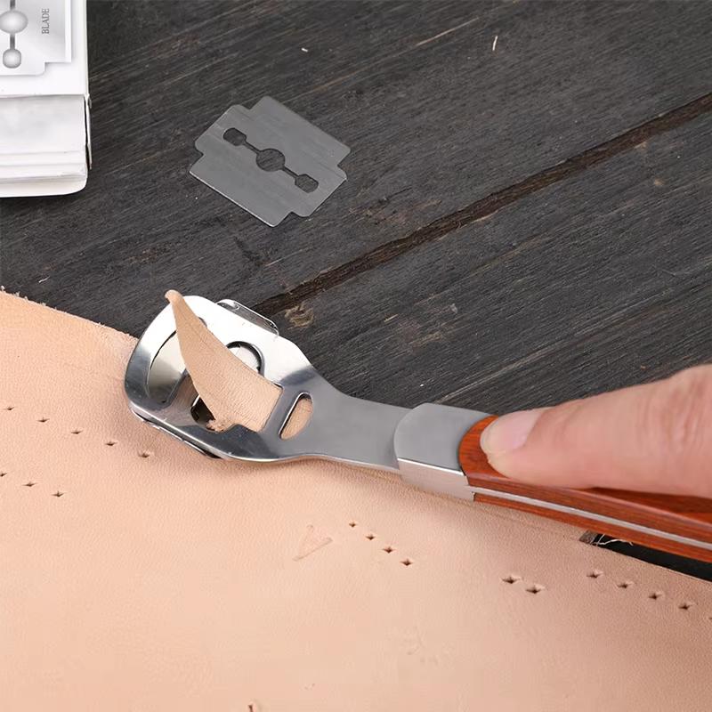 Fenrry Läderskärverktyg Kantskärare Läderavfasare DIY Trimmerverktyg Professionell Skovel Läderkniv Med 10 Blad