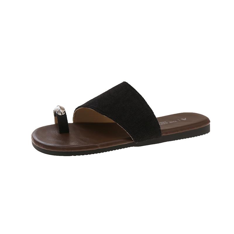 

Seaside vacation beach casual slippers women s summer new woven cover toe retro soft bottom outside sandals 35 чёрный