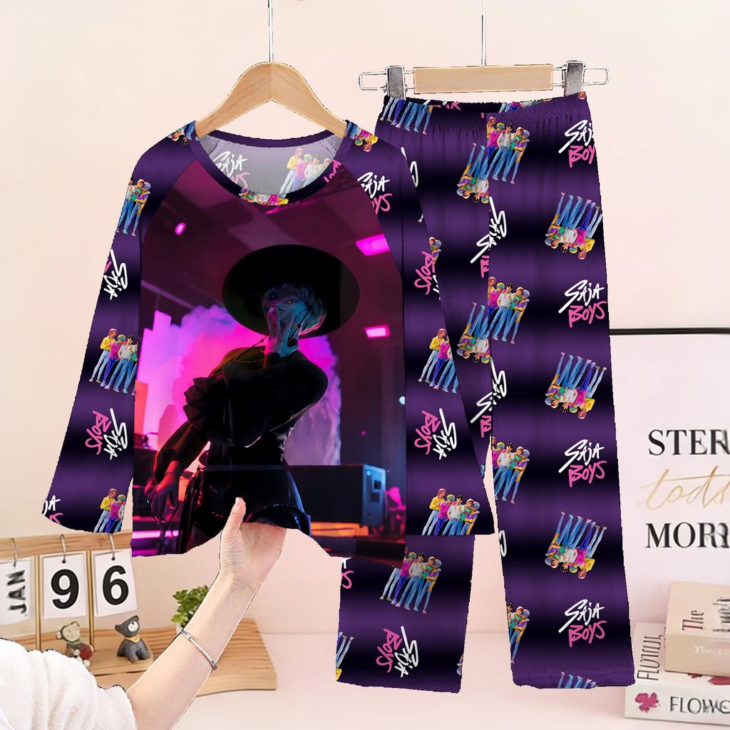 New Demon Hunters Children's Pajamas Long Sleeve Cartoon Girls Babies Middle and Older Children's Loungewear Set