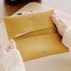 Common Nuovo Leather Business and Card Storage Flat Pouch Waterproof for Adults and Businesses Multi-Case Pen, Card, Slim, Lightweight, (Mustard)