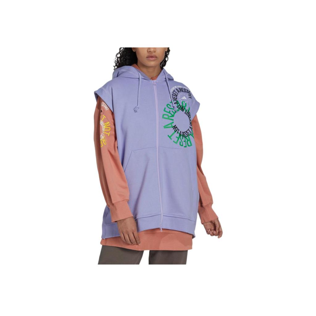 Adidas Logo Print Zip-Up Hoodie Unisex Hoodie Purple IB5904