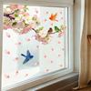 Floral Branch with Bird Static Cling Window Stickers No Glue Removable Reusable for Bedroom Living Room Study Home Decor