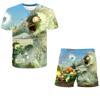 2025 NEW 4-14 Year Old Boys and Girls 3D Plant VS Zombie Printed T-shirts+Shorts Two Piece Sets Fashion Sports T-Shirt Top + Shorts Set 2 Pieces