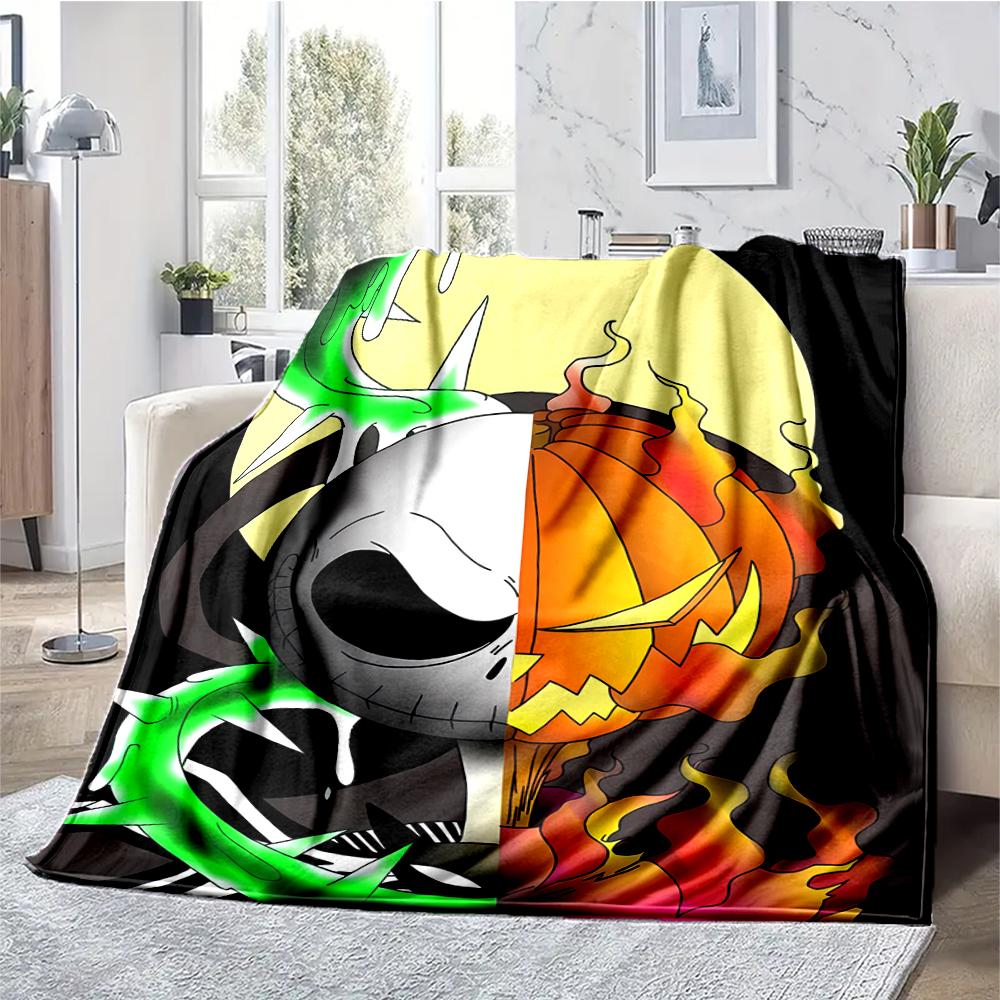 The Nightmare Before Christmas Theme Printed Blanket - Perfect for Couch, Bed, Travel & Outdoor Use | Machine Washable, Cozy & Durable.