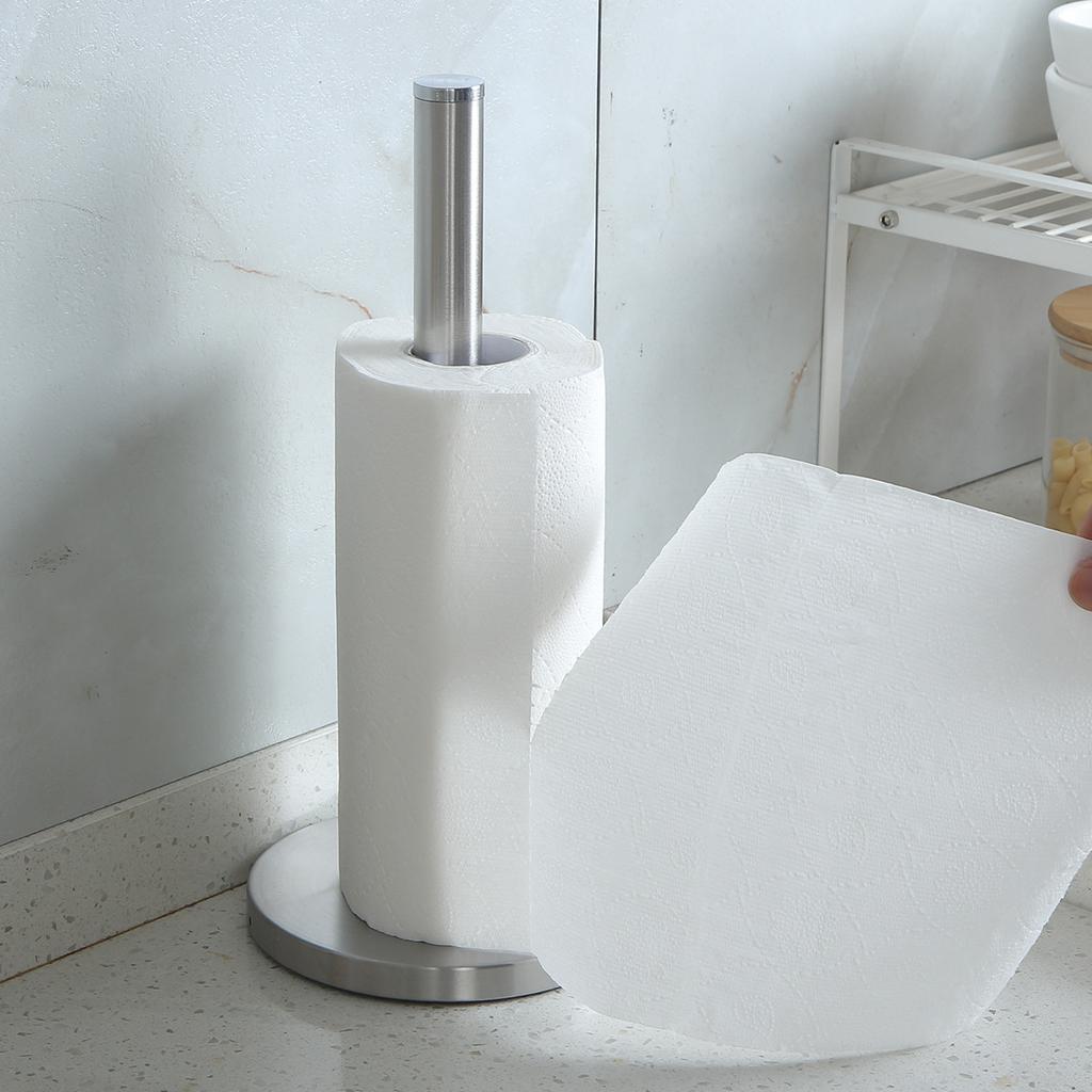Stainless Steel Stand Paper Towel Holder with Weighted Base Kitchen Roll Holder Paper Towelholder for Kitchen and Bathroom