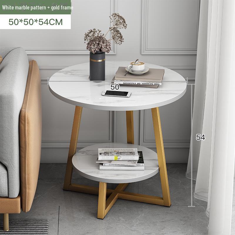 Modern Round Coffee Table: Elegant Small Side Table for Living Room or Balcony