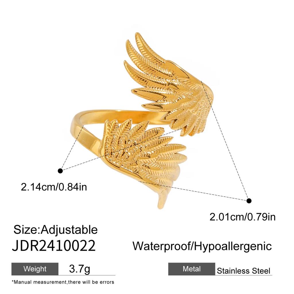 Stainless Steel Peace Dove Open Ring Wings Flying Bird New Non Fading Waterproof Ring Retro Creative Titanium Steel Ring Gifts