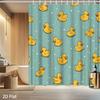 1 Stück Gelber Enten-Duschvorhang – Blauer Hintergrund, 2D-Flachdruck, Schimmelresistentes Polyester, 72"X72", Mit 12 Haken