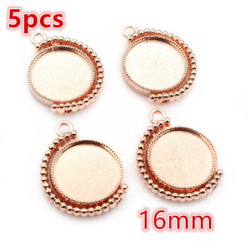 5-15pcs 16mm 18mm Inner Size Pendant Cabochon Blank Base Setting Bezel Tray DIY Jewelry Making Accessories for Necklace Keychain