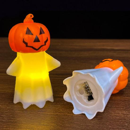 Halloween Decoration, Pumpkin Ghost 2-in-1 Night Light,, Safe Flame-Free LED Candle with Warm Glow, Small Cute Hanging Tabletop Decor for Home Party