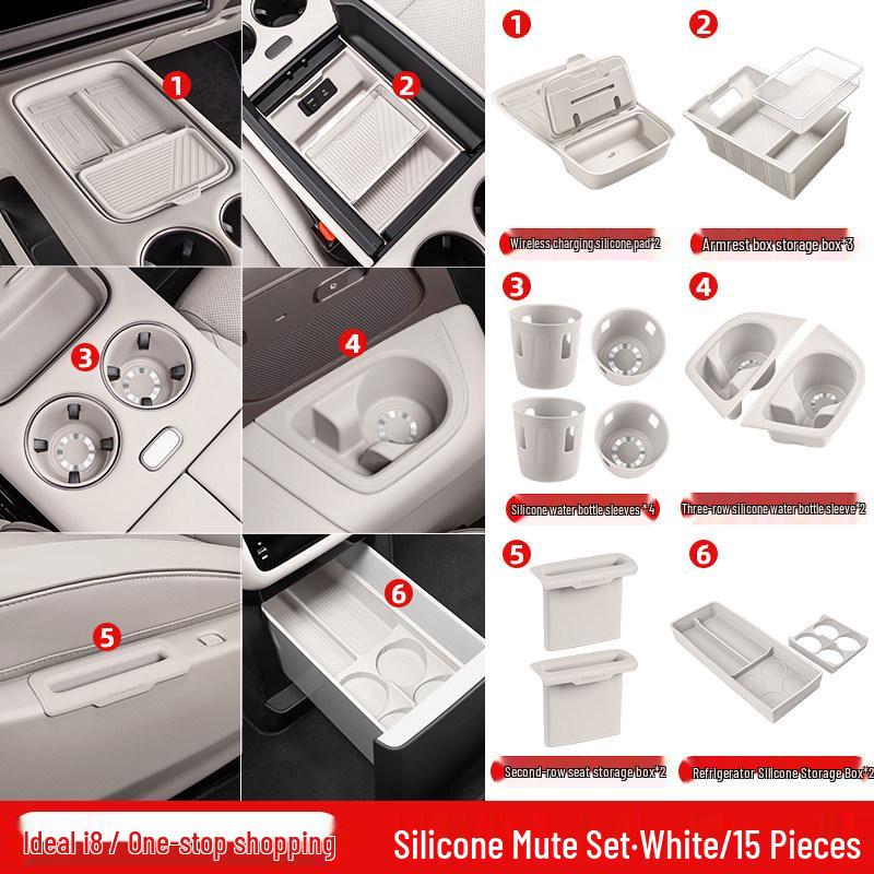 Ideal i6/i8 Second Row Seat Silicone Storage Box - Car Interior Decoration Accessories
