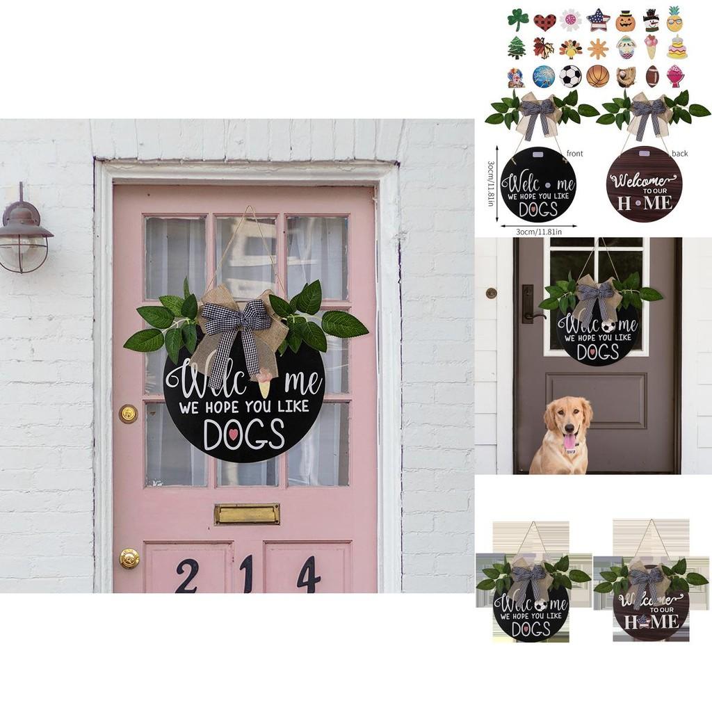 Doublesided Versatile Welcome Door Hanger With Seasonal Floral Wreath Design