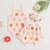 Baby Girl Summer Clothes Floral Print Sleeveless Romper and Ruffle Shorts Headband Set 3PCS Outfits 0-18 Months