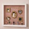 DIY Mini Museum Silhouette Box Personalized Photo Display Shadow Box Frame Kit with Mini Gold Frames Figurines Pet Memorial Gift for Home Bedroom Desk