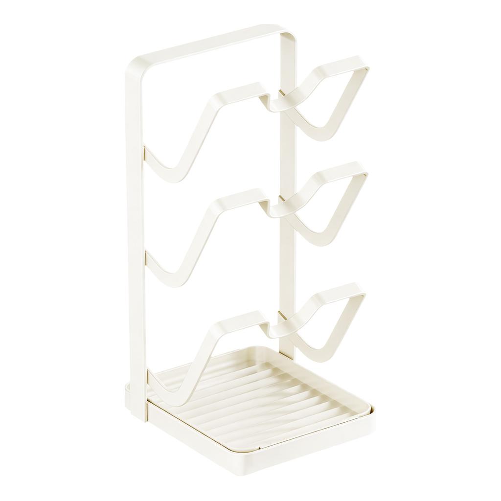 Countertop Pot Lid Organizer with Drip Tray and Spoon Rest Kitchen Pot Lid Organizer Stand for Cooking Lids and Utensils