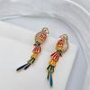 Creative And Cute Parrot Bird Colored Glazed Stud Earrings, Unique Personality Zircon Earrings, Light Luxury Fashion Trend Earrings