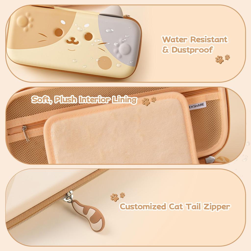 GeekShare Switch 2 Compatible with Nintendo Switch 2025 OLED Switch Storage Nintendo Switch and Earphone Full Thick Design for Birthday Cat Ear Design