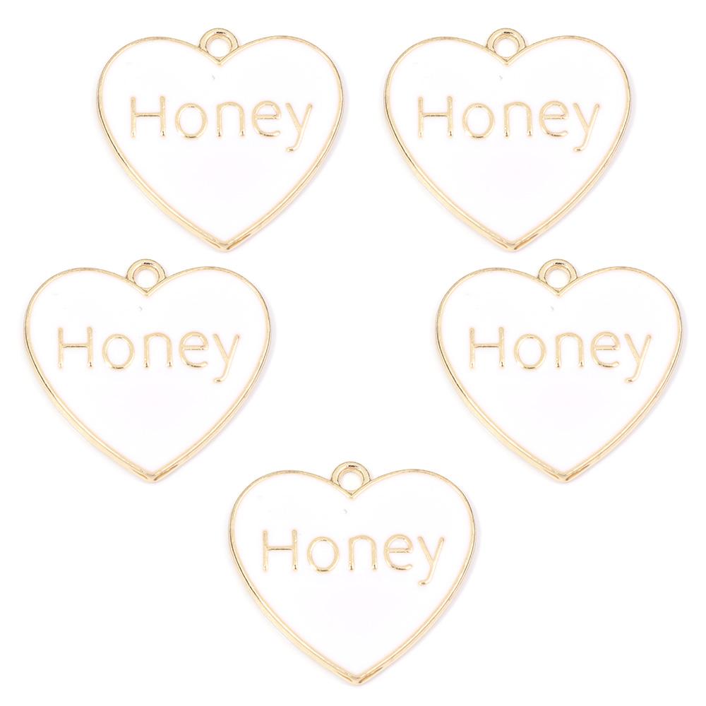 5pcs Alloy Heart Enamel Charms Colorful Romantic Letter Charms Pendant For Valentine's Day DIY Jewelry Making Necklace Bracelets