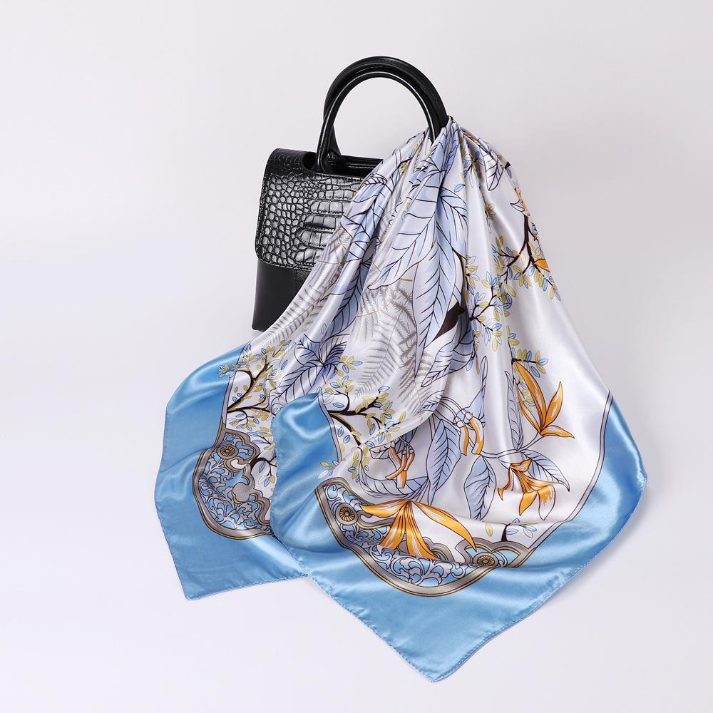 

Высококачественные роскошные шелковые шарфы, повязка на голову, шарфы, шейный шарф для женщин, шелковый шарф с цепочкой, женская декоративная шаль 90cm