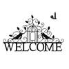 Welcome Sign Metal Sculpture Wall Decors Bird Hanging Pendants  for Livingrooms