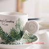 90ml Ceramics Coffee Cup And Saucer Set Nordic Fresh Cafe Drinkware Plant Monstera Office Mug Milk ESPRESSO SHOT Teacup For Girl
