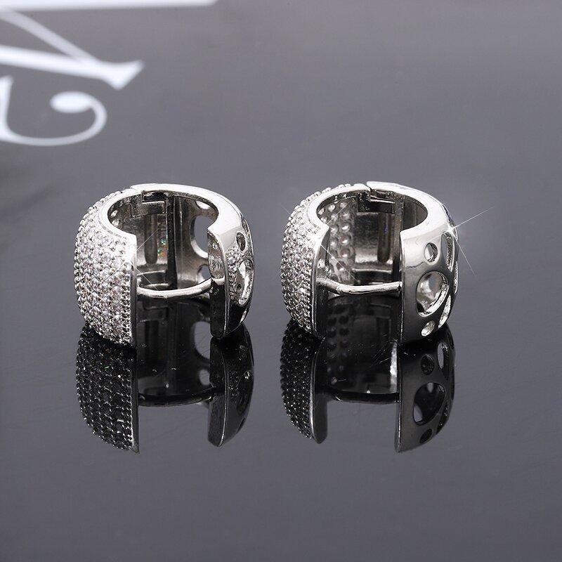 Zinc Alloy sterling Zinc Alloy plated round hollow set with Zircon earrings for women light luxury high sense of simple studs